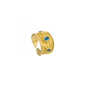 Ασημένιο χειροποίητο δαχτυλίδι με blue topaz 1003