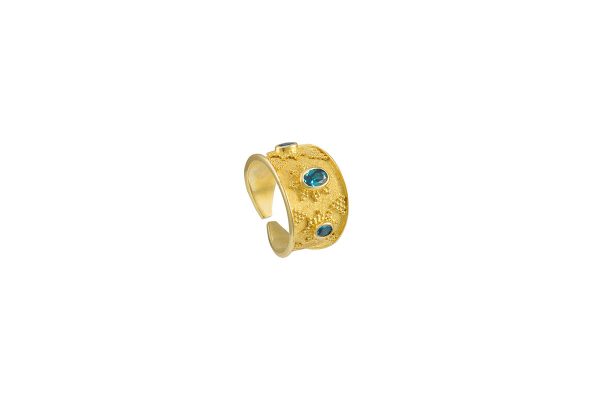 Silver handmade ring with blue topaz 1003