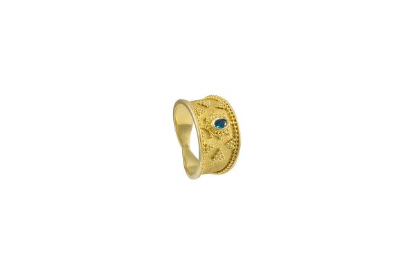 Silver handmade ring with blue topaz 1005
