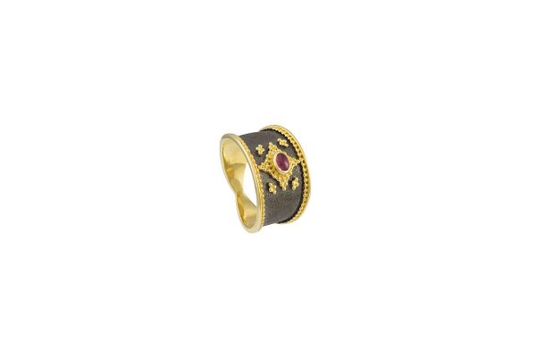 Silver handmade ring with rubies 1031